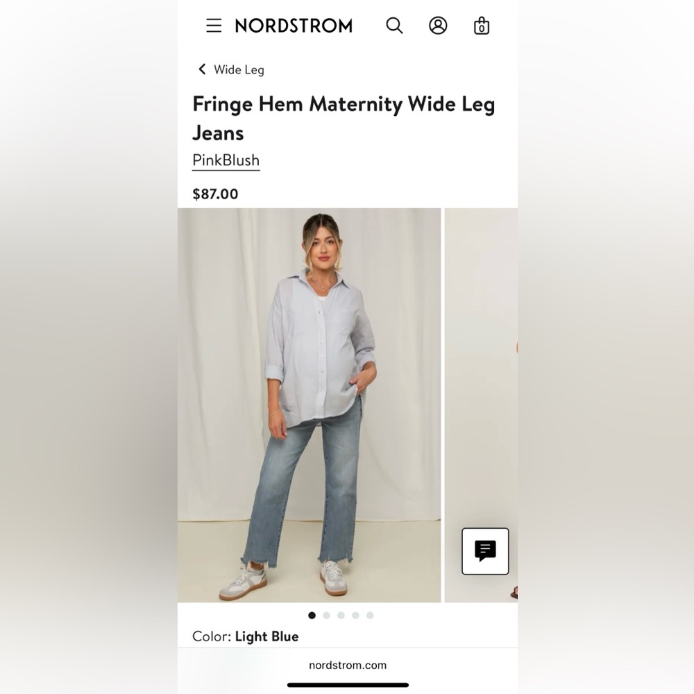 Pink blush Fringe Hem Wide Leg Maternity Jeans